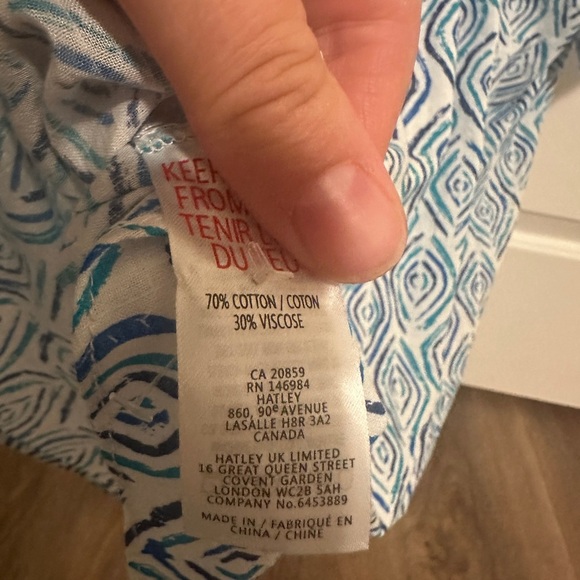 Hatley Ripples Blue Blouse Size Small A- Line Ruffles Buttons Womens - Picture 15 of 15